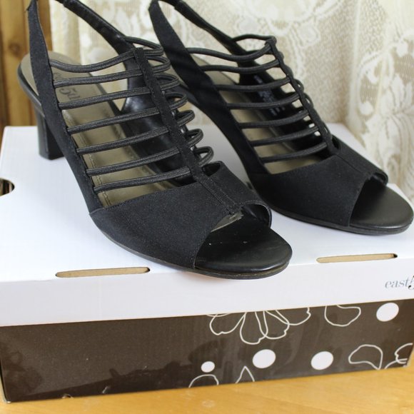 east 5th Women's Neville Heeled  Black Sandals Dress Shoes - Picture 6 of 7